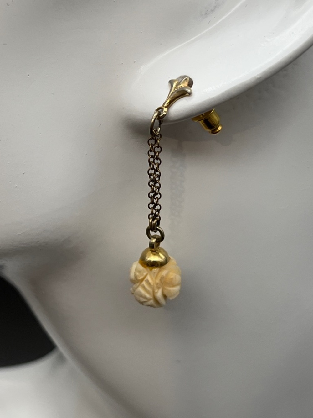 Vintage carved bone earrings